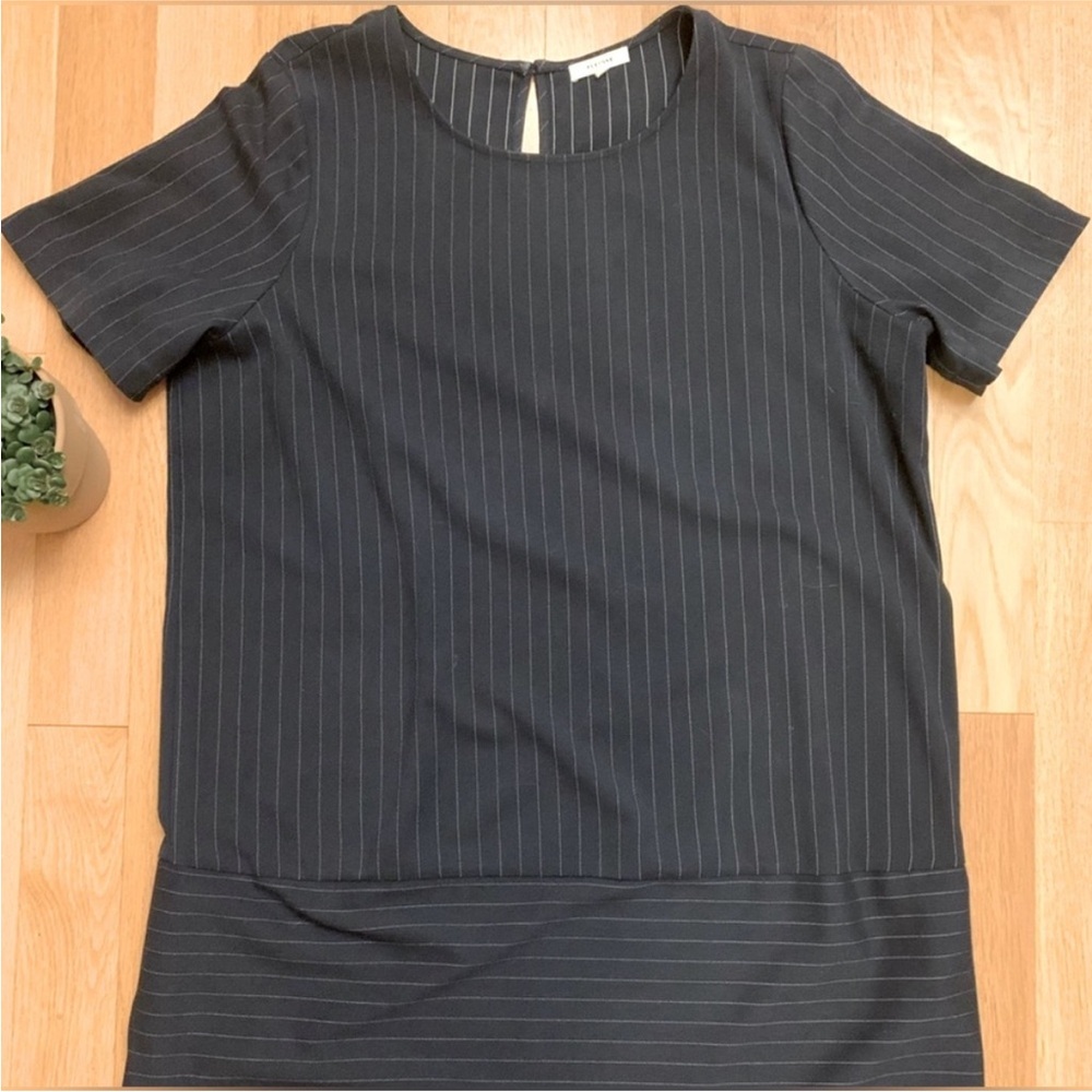 Elegant Navy Pinstripe Women's Dress